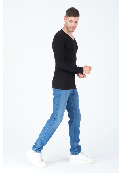 Erkek V Yaka Likralı Basic T-Shirt fiyatları