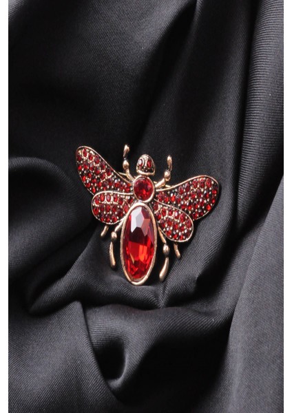 Broş Fıgurlu Otantık Desenli Bronz Kristal Taşli