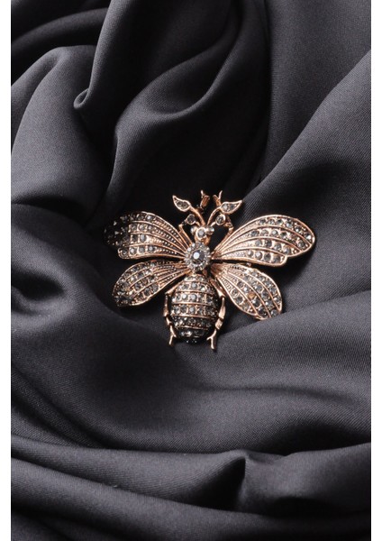 Broş Fıgurlu Otantık Desenli Bronz Kristal Taşli