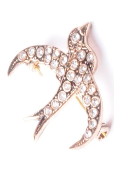 Broş Fıgurlu Otantık Desenli Bronz Kristal Taşli