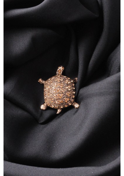 Broş Fıgurlu Otantık Desenli Bronz Kristal Taşli