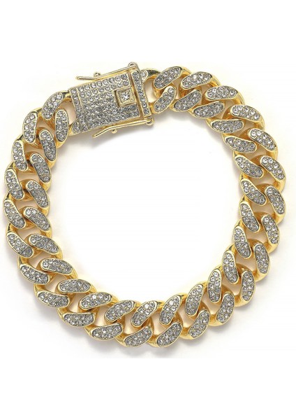 12 Mm. Kalın Taşlı Gold Alloy Bayan Bileklik ER02SR
