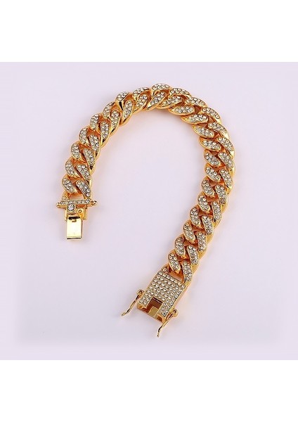 12 Mm. Kalın Taşlı Gold Alloy Bayan Bileklik ER02SR