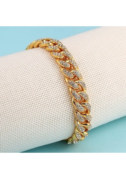12 Mm. Kalın Taşlı Gold Alloy Bayan Bileklik ER02SR
