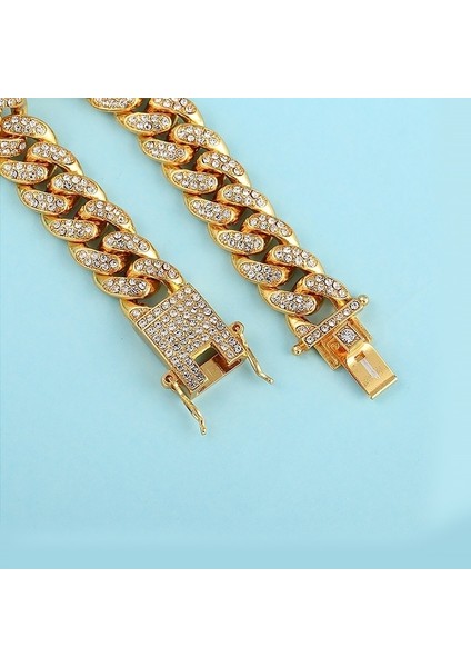 12 Mm. Kalın Taşlı Gold Alloy Bayan Bileklik ER02SR