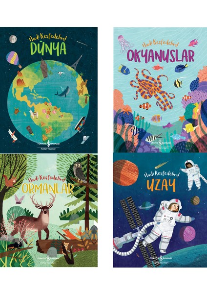 Hadi Keşfedelim Bilim Serisi 7-8-9 Yaş / Okyanuslar - Okyanuslar - Uzay - Dünya - 4 Kitap Set