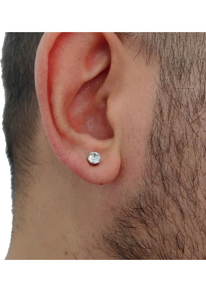 5 Mm Erkek Mıknatıs Tek Taş Küpe Du88