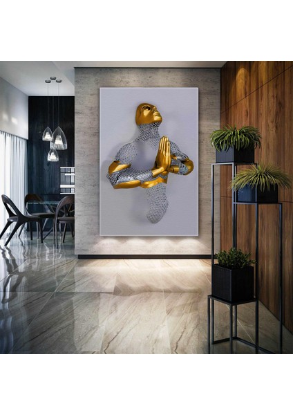 Dua Eden Gold Detaylı Metal Zincir Adam Dekoratif Kanvas Tablo