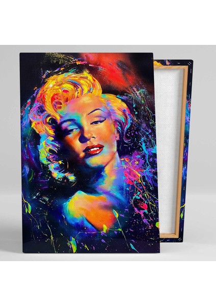 Grafiti Sanatı Marliyn Monroe Fırça Izleri Neon Renkli Portre Kanvas Tablo