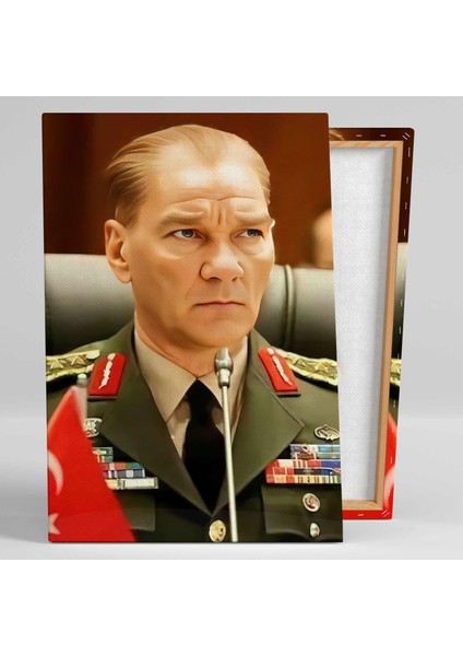Gazi Mustafa Kemal Atatürk Üniformalı Yapay Zeka Ile Günümüzdeki Hali Dekor Kanvas Tablo