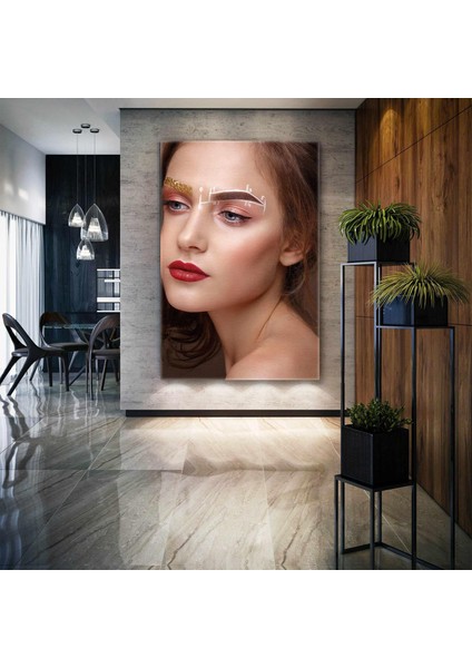 Kaş Tasarımı Simli Gold Kaş Güzellik Salonu Brow Sculpt Beauty Kanvas Tablo