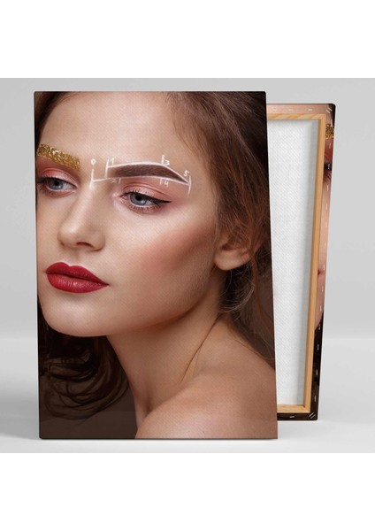 Kaş Tasarımı Simli Gold Kaş Güzellik Salonu Brow Sculpt Beauty Kanvas Tablo