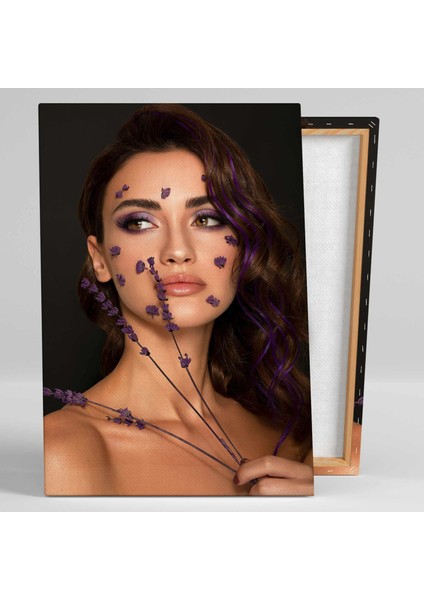 Mor Tonları Makyaj ve Kuru Lavantalar Make Up Güzellik Salonu Kanvas Tablo fiyatları