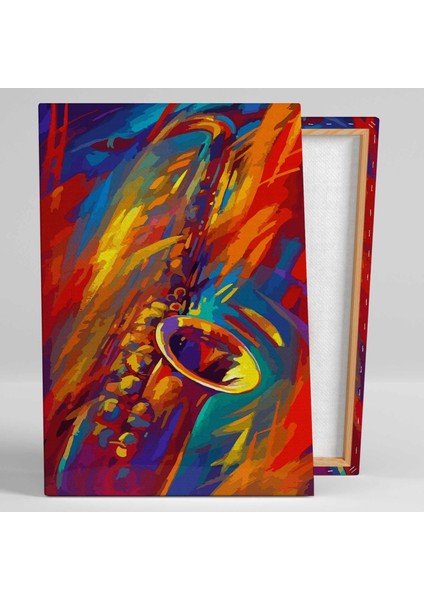 Renkli Saksafon Müzik Sanat Abstract Kanvas Tablo