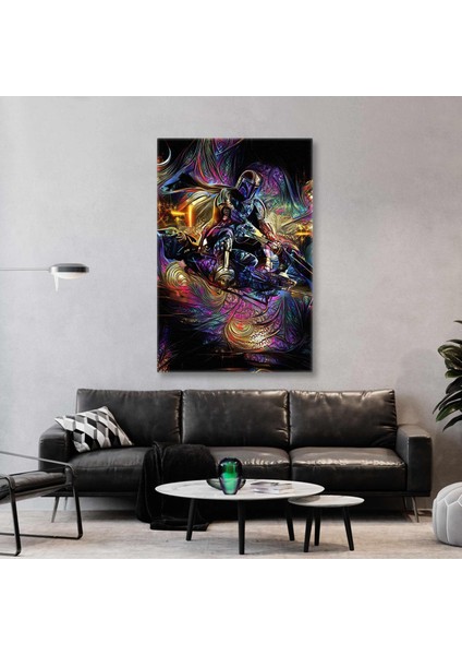 Star Wars Pelerinli Jedi Ulaşım Aracı Gold Detaylı Etnik Mistik Desenler Kanvas Tablo