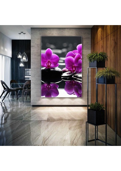 Zen Taşları Pembe Orkide Denge Spa Masaj Merkezi Kanvas Tablo