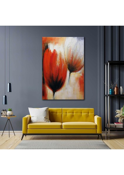 Gelincik Çiçeği Yağlı Boya Efektli Kanvas Tablo