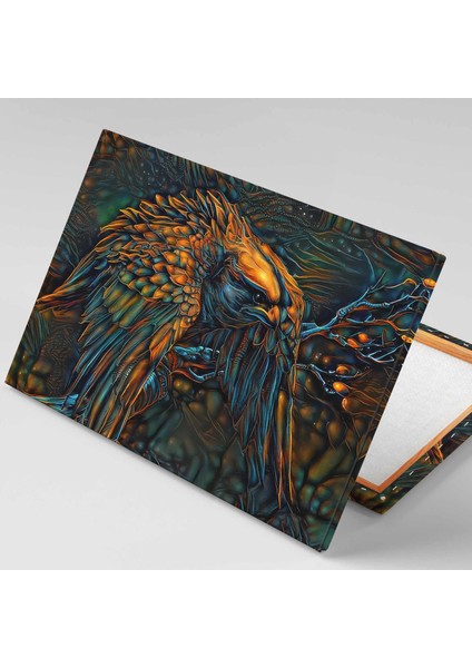 Dalın Üzerinde Kartal Soyut Renkler Hayvan Dekorasyon Kanvas Tablo fiyatları