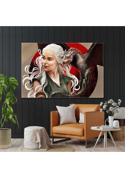 Game Of Thrones Khaleesi ve Ejderhası Taht Oyunları Dizi Kanvas Tablo