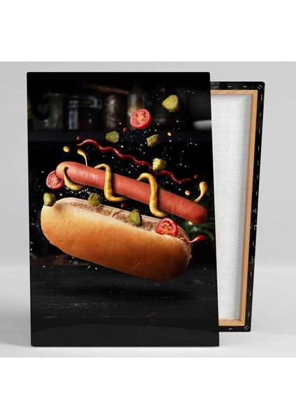 Sosisli Ekmek Domates Turşu Hardal Ketçap Fast Food Kanvas Tablo fiyatları