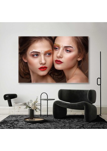 Kaş Tasarımı Simli Gold Kaş Güzellik Salonu Brow Sculpt Beauty Kanvas Tablo