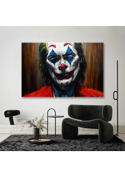 Kırmızı Ceketli Yeşil Saçlı Joker Portresi Ilüstrasyon Gotham City Kanvas Tablo