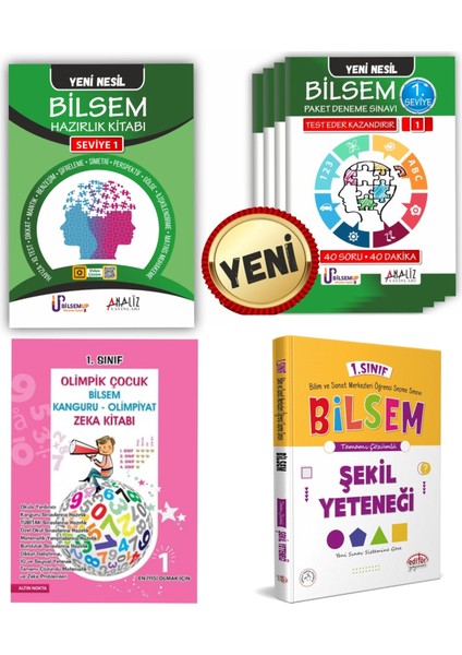 1.Sınıf Bilsem Hazırlık Kitabı Bilsem Deneme Seti Şekil Yeteneği Bilsem Olimpiyat Soruları Tam Set