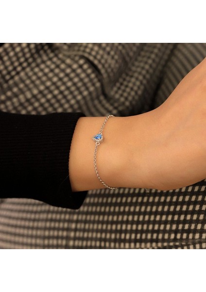 925 Ayar Gümüş Aquamarine Taşlı Damla Bileklik modelleri