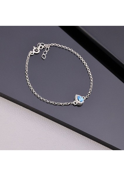 925 Ayar Gümüş Aquamarine Taşlı Damla Bileklik fırsatları