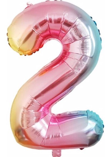 Rakam Folyo Balon Gökkuşağı Rakam Balon Renkli Yaş Balon 76 cm Sayı Balon Uçan Balon Helyum Balon