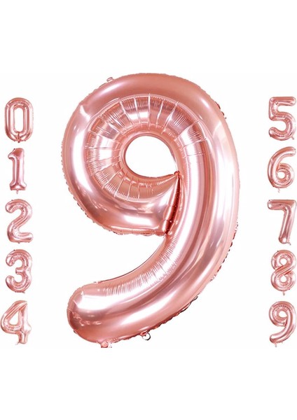 Rakam Folyo Balon Rosegold Renk Rakam Balon Yaş Balon 76 cm Sayı Balon Uçan Balon Helyum Balon