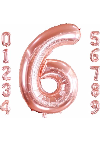 Rakam Folyo Balon Rosegold Renk Rakam Balon Yaş Balon 76 cm Sayı Balon Uçan Balon Helyum Balon