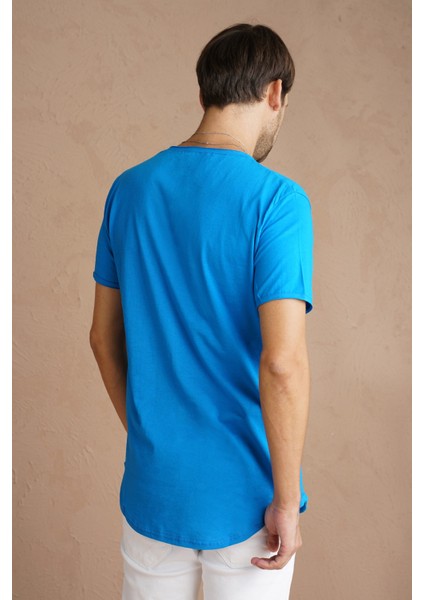 Saks Erkek Oval Kesim Slim Fit Pis Yaka Salaş T-Shirt fiyatları