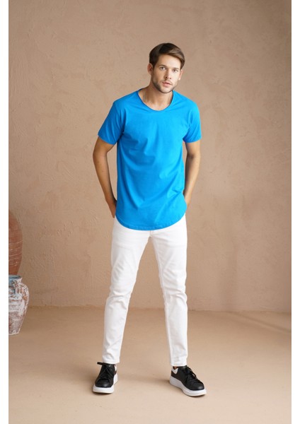 Saks Erkek Oval Kesim Slim Fit Pis Yaka Salaş T-Shirt modelleri