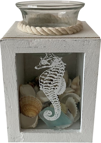 El Yapımı Sea Horse Wood Tealıght Mumluk 11*8*8 cm
