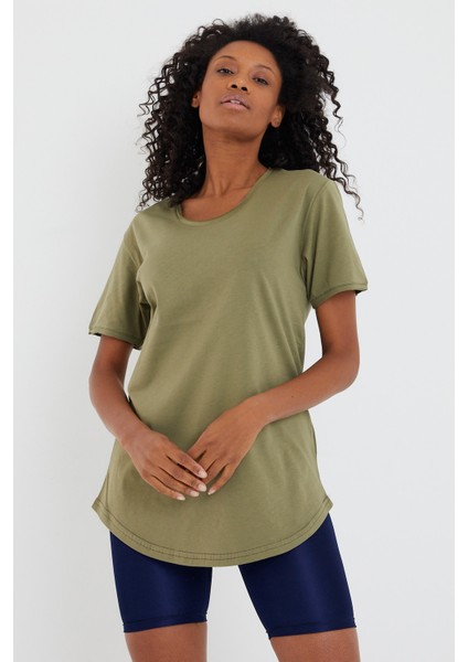 Tarz Cool Women Haki Pis Yaka Salaş T-SHIRT-XKTCPS001R19S modelleri