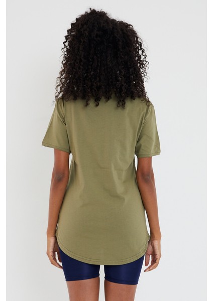 Tarz Cool Women Haki Pis Yaka Salaş T-SHIRT-XKTCPS001R19S fırsatları