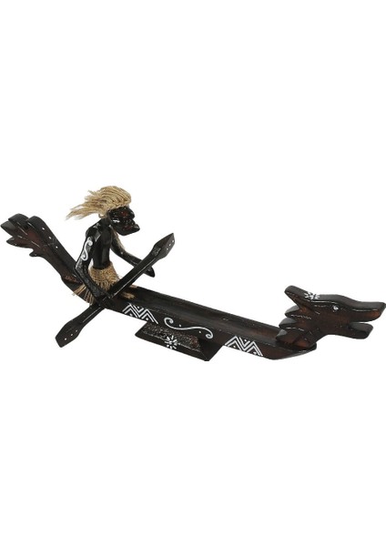Ahşap El Yapımı Primitif /ilkel Insan Figürlü Dragon Kano Tütsülük 45 cm