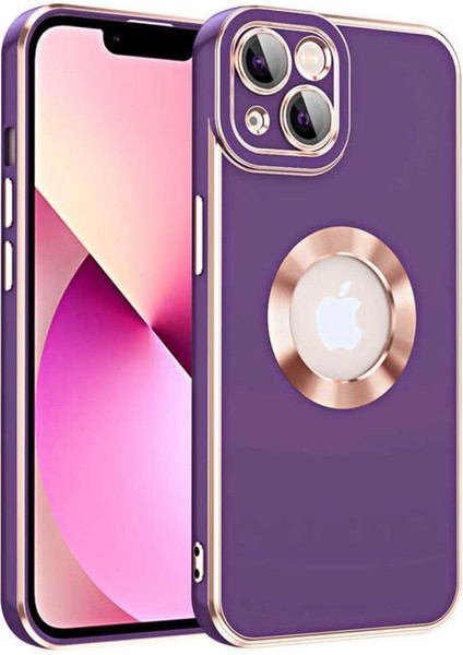 iPhone 14 Plus Kılıf Kamera Korumalı Logo Çevresi Halka Tasarım Lüx Kapak