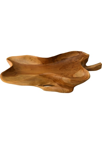 Teak Ağacı El Yapımı Yaprak Servis ve Sunumluk