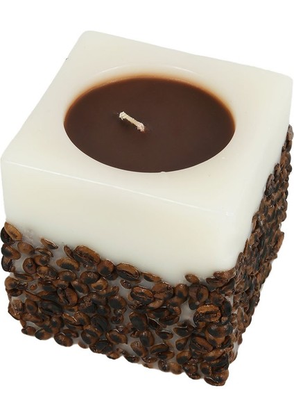 Kahve Çekirdekli Kare Büyük Boy Mum 10*10 cm