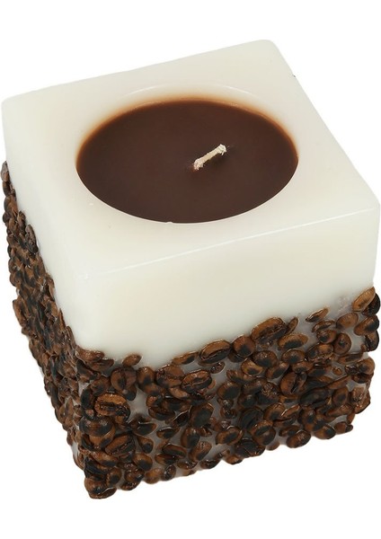 Kahve Çekirdekli Kare Büyük Boy Mum 10*10 cm fiyatları