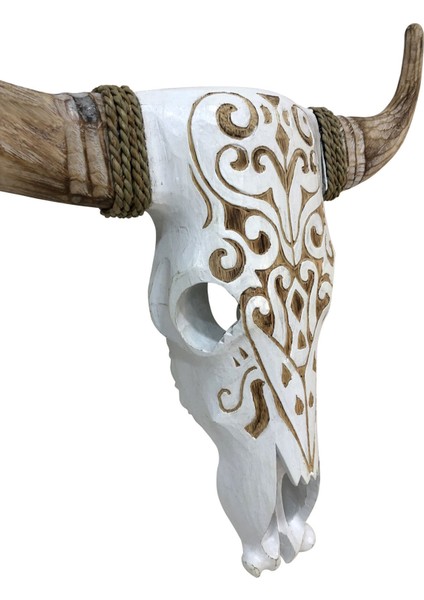Ahşap El Yapımı Bufalo Kafası Duvar Dekoru 67*45 cm