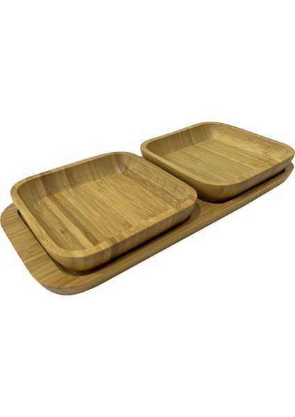Bambu 3 Parça Çerezlik /neto Büyük Boy 34*16*4cm