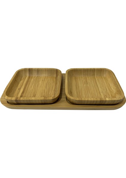Bambu 3 Parça Çerezlik /neto Büyük Boy 34*16*4cm