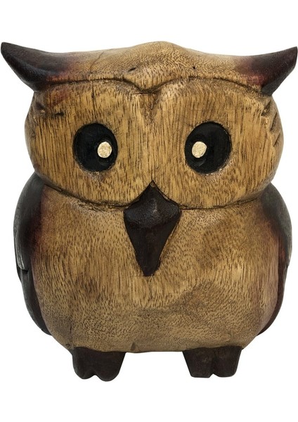 Ahşap El Yapımı Tombik Baykuş Biblo 17*16CM