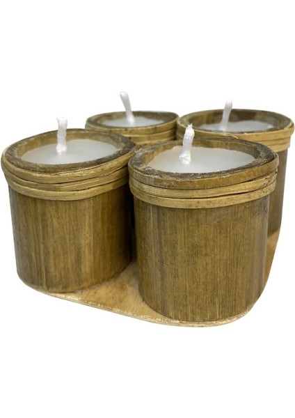 El Yapımı Bambu 4'lü Mum 4*5cm
