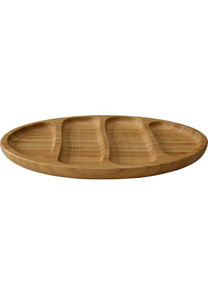 Bambu Oval 4 Bölmeli Çerezlik/ Sunumluk 28*20*2cm