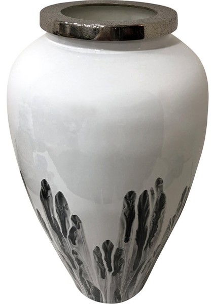 Gümüş Beyaz Sofıa Cam Vazo 43*25CM fiyatları