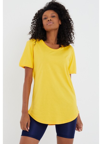 Tarz Cool Women Sarı Pis Yaka Salaş T-SHIRT-XKTCPS001R03S